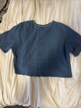 High Sierra Blue Cropped Knit Tee